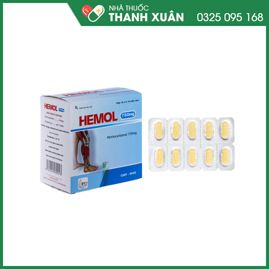 Hemol 750mg thuốc điều trị ngắn hạn rối loạn cơ xương cấp liên quan đến đau do co thắt cơ