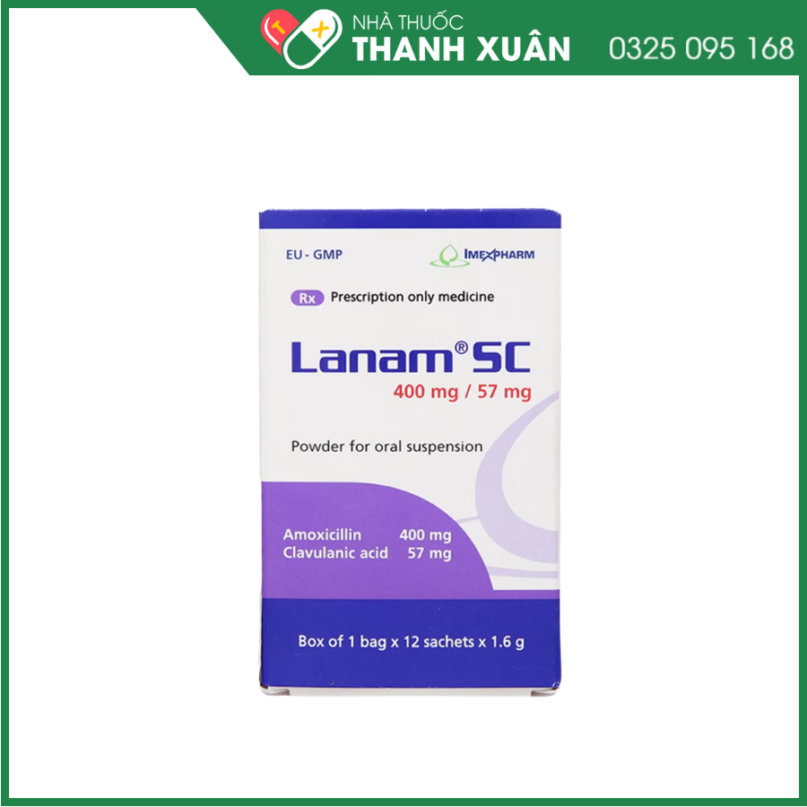 Bột pha hỗn dịch uống Lanam SC 400mg/57mg trị nhiễm khuẩn
