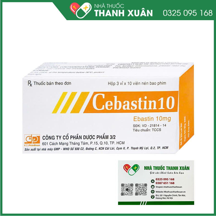 Thuốc Cebastin 10 điều trị viêm mũi dị ứng, mẩn ngứa, mề đay mãn tính