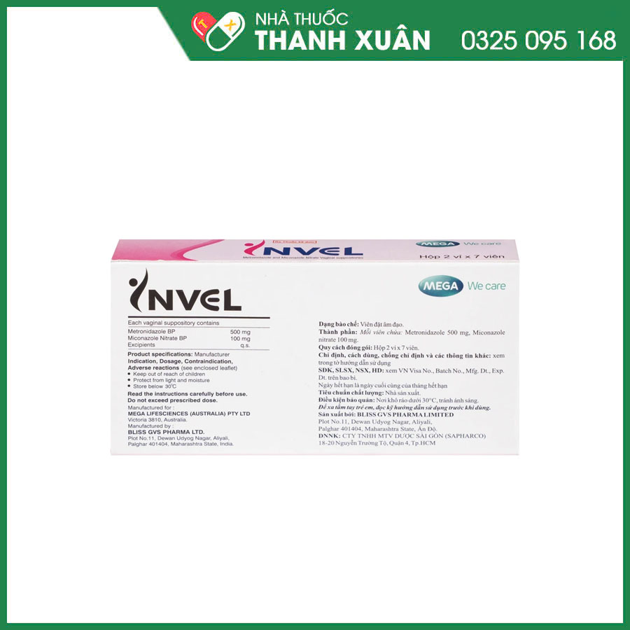 Invel thuốc đặt điều trị bệnh nấm candida âm đạo, viêm âm đạo