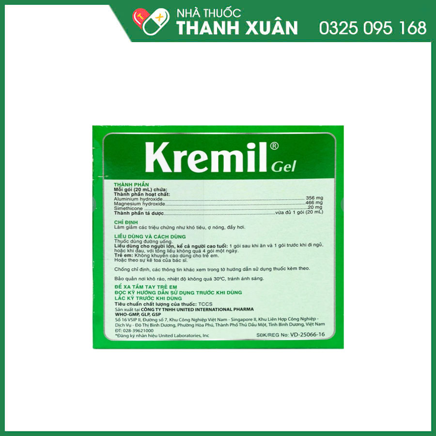 Kremil Gel thuốc làm giảm các triệu chứng như khó tiêu, ợ nóng, đầy hơi