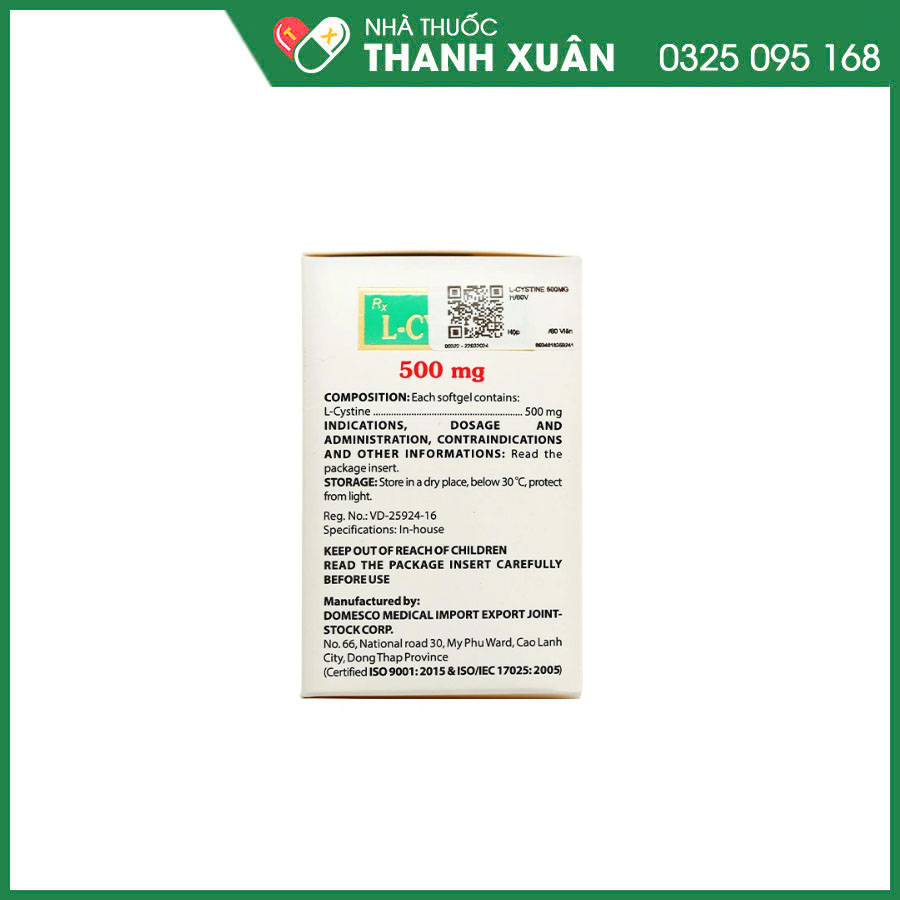 L-Cystine Domesco 500mg trị rối loạn dưỡng tóc và móng