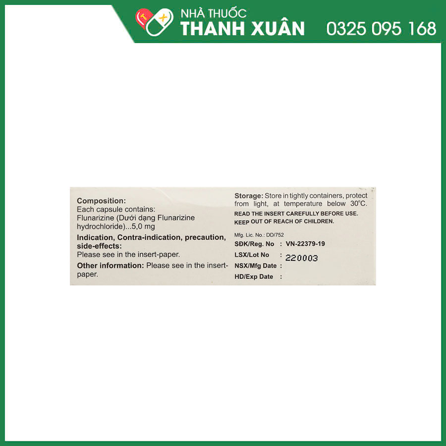 Lelocin 5mg thuốc điều trị rối loạn tiền đình, đau nửa đầu