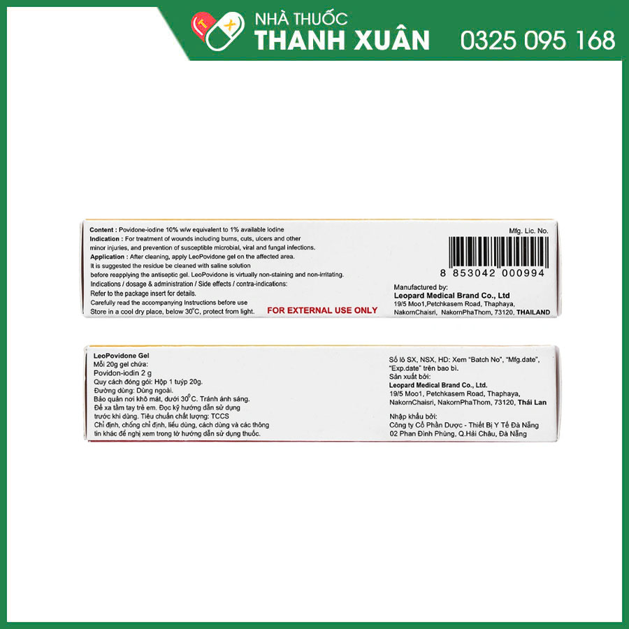 Leopovidone Gel sát khuẩn, sát trùng ngoài da