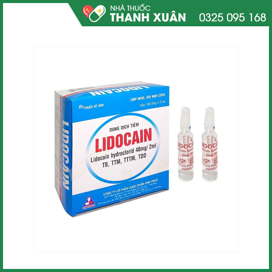 Lidocain 40 mg/2 ml gây tê tại chỗ bề mặt niêm mạc, thần kinh, điều trị cấp tính các loạn nhịp thất