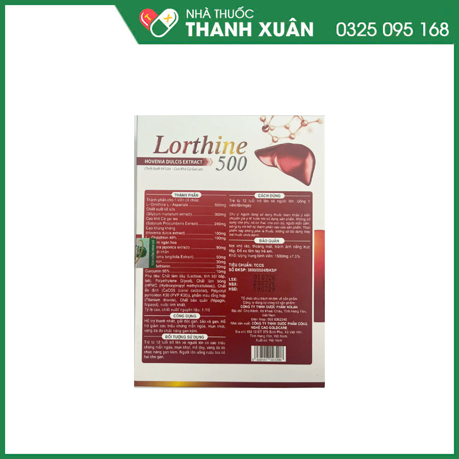 Lorthine 500 giúp hỗ trợ thanh nhiệt, giải độc gan, tăng cường chức năng gan