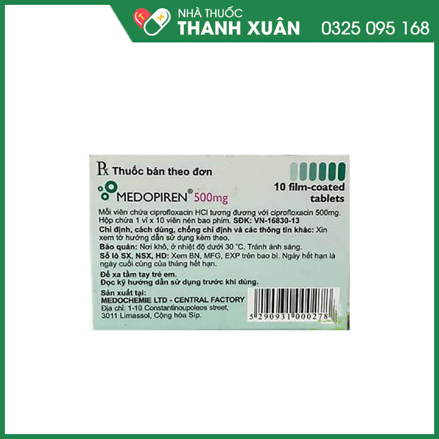 Medopien®500 điều trị các bệnh nhiễm khuẩn tai mũi họng, đường ruột, xương, khớp