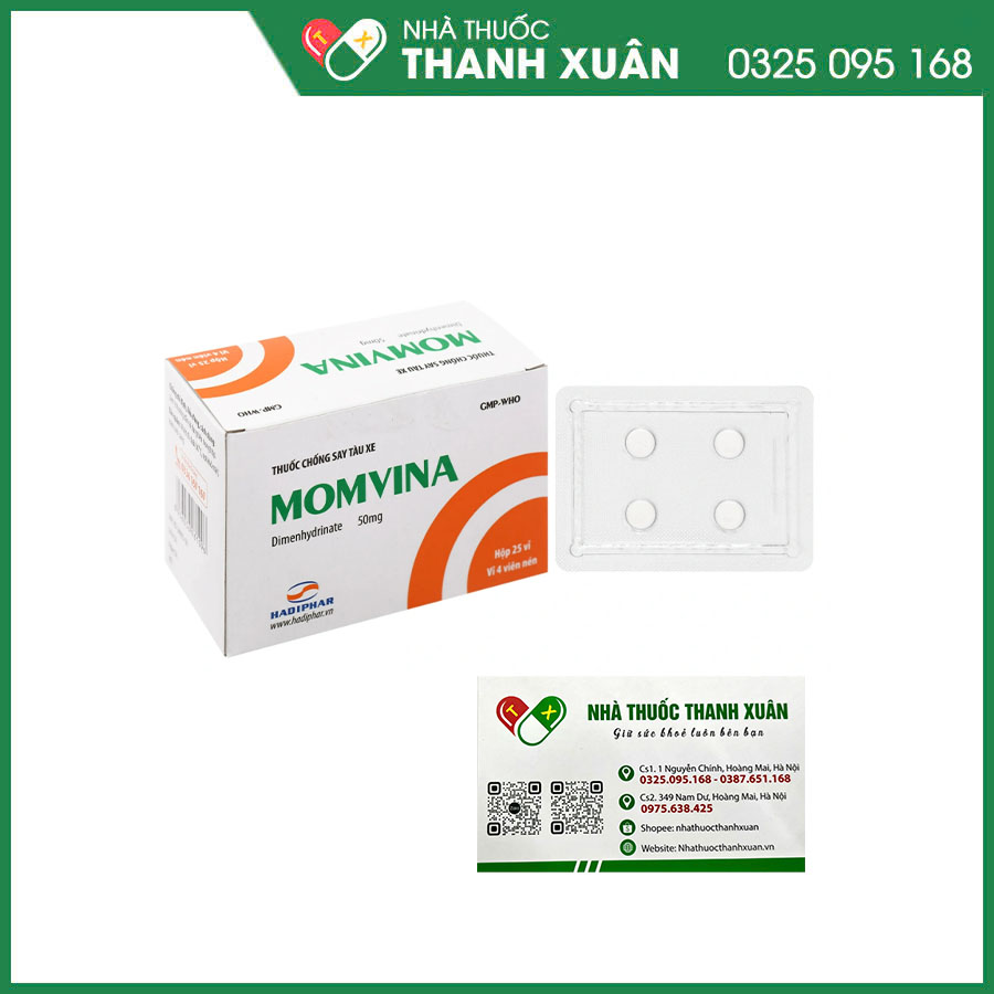 Momvina 50mg phòng và điều trị buồn nôn, say xe và các rối loạn tiền đình khác