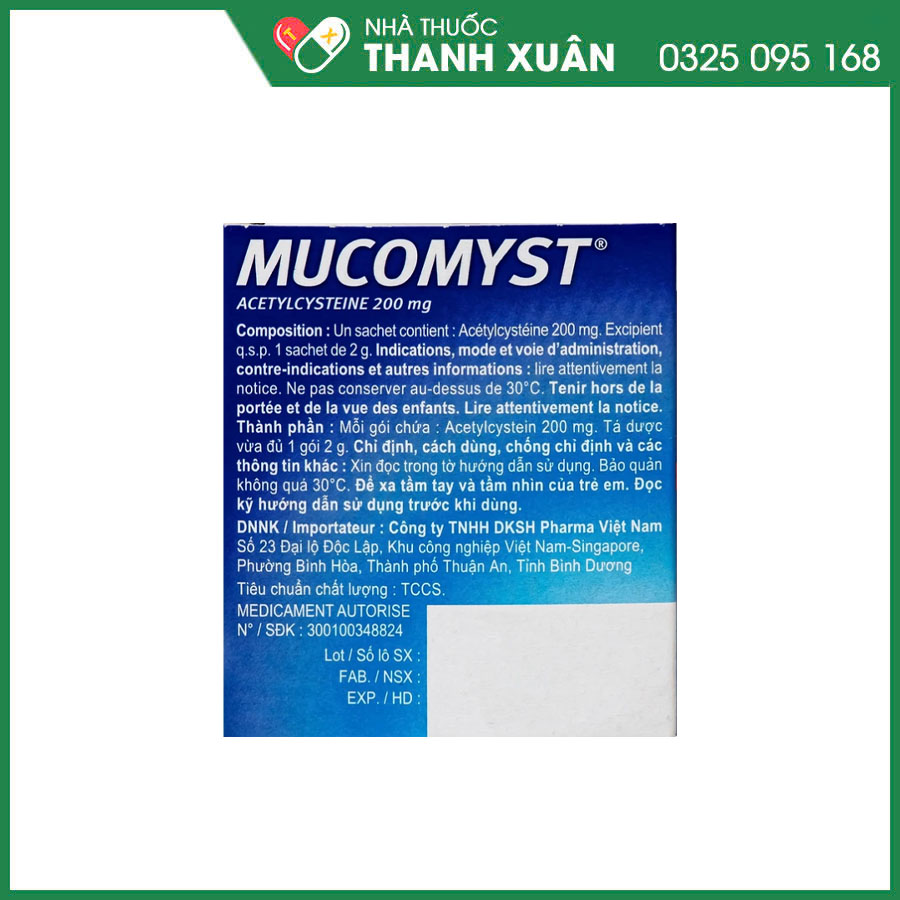 Mucomyst thuốc điều trị tiêu chất nhầy trong các bệnh lý hô hấp có kèm sự tăng tiết đờm nhầy quánh