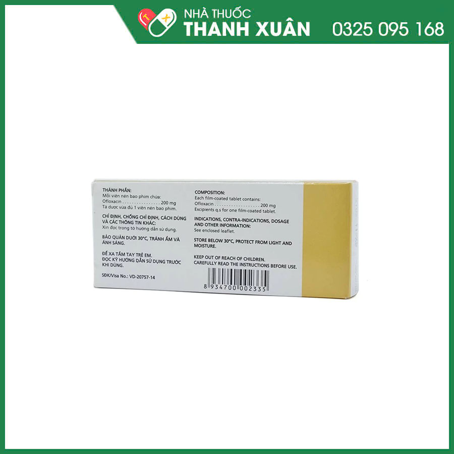 Ofloxacin 200mg điều trị nhiễm khuẩn hô hấp, tiết niệu, bệnh lậu niệu đạo và cổ tử cung