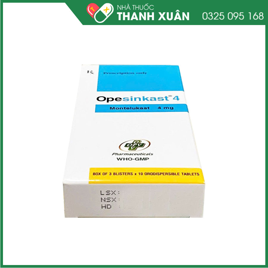 Opesinkast 4mg dự phòng và điều trị hen phế quản mãn tính và viêm mũi dị ứng theo mùa