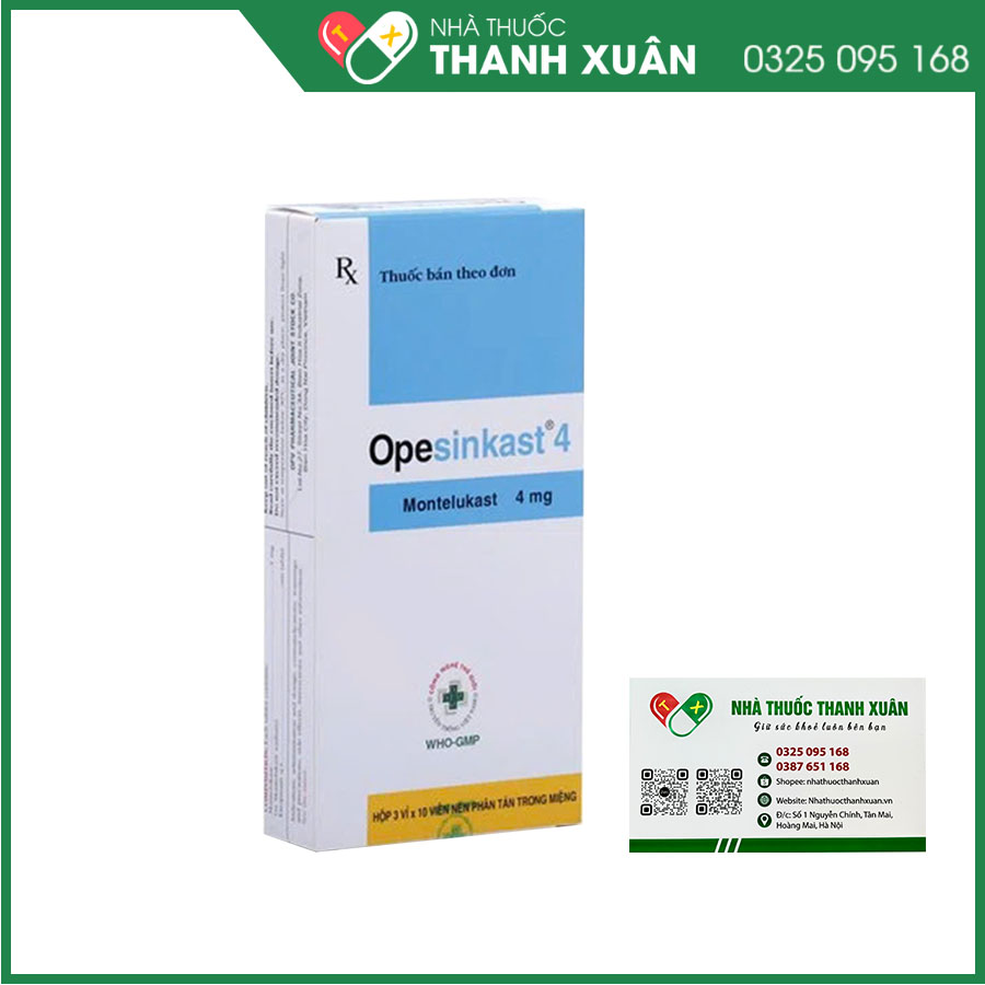 Opesinkast 4mg dự phòng và điều trị hen phế quản mãn tính và viêm mũi dị ứng theo mùa