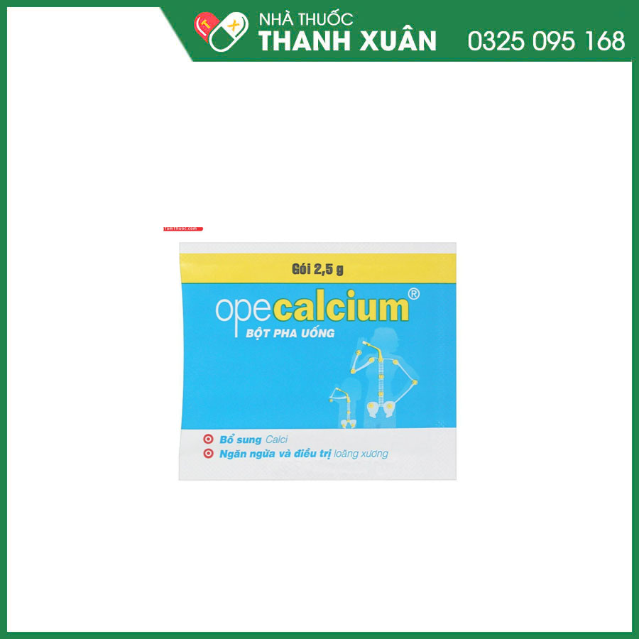 Bột pha Opecalcium giúp điều trị và dự phòng thiếu calci và vitamin D3