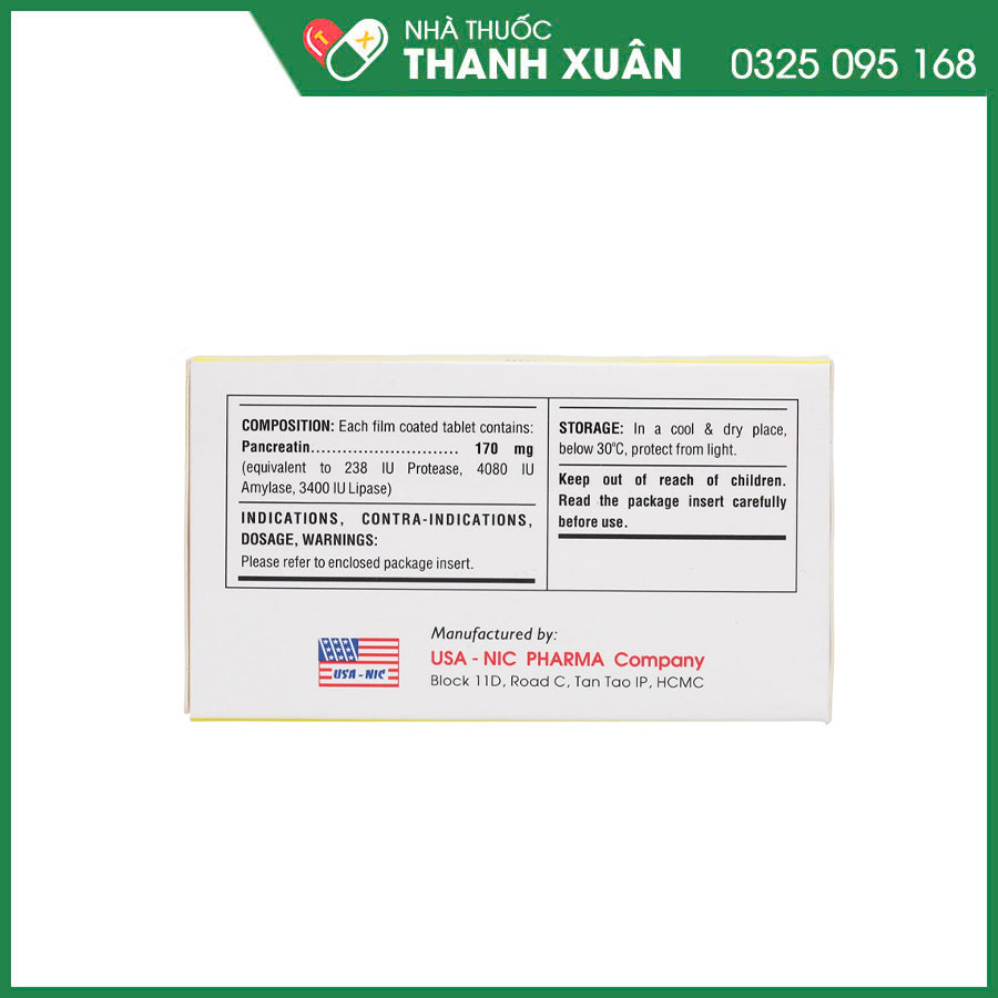 Pancres 170mg trị chứng kém hấp thu do thiếu các men tiêu hóa