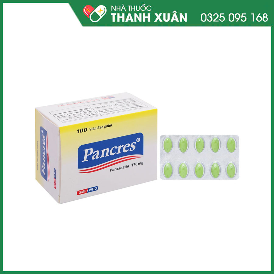 Pancres 170mg trị chứng kém hấp thu do thiếu các men tiêu hóa