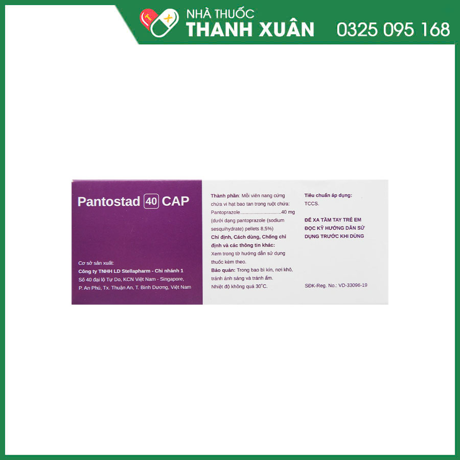 Pantostad 40 CAP thuốc hỗ trợ điều trị viêm thực quản, loét dạ dày, tá tràng, hội chứng Zollinger-Ellison