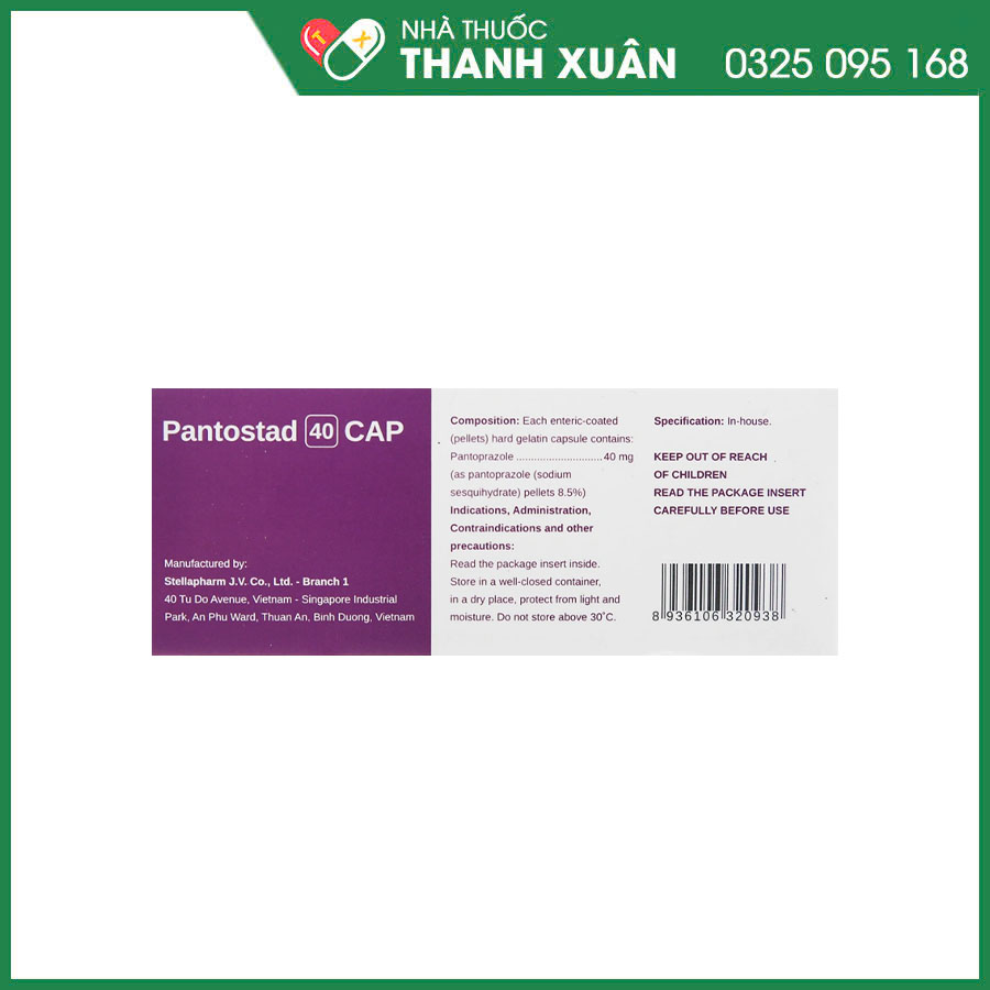 Pantostad 40 CAP thuốc hỗ trợ điều trị viêm thực quản, loét dạ dày, tá tràng, hội chứng Zollinger-Ellison