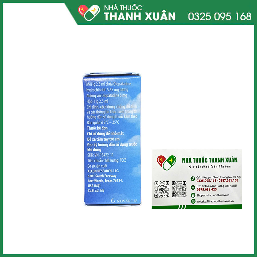 Pataday thuốc phòng ngừa và điều trị các triệu chứng và dấu hiệu ở mắt của bệnh viêm kết mạc dị ứng