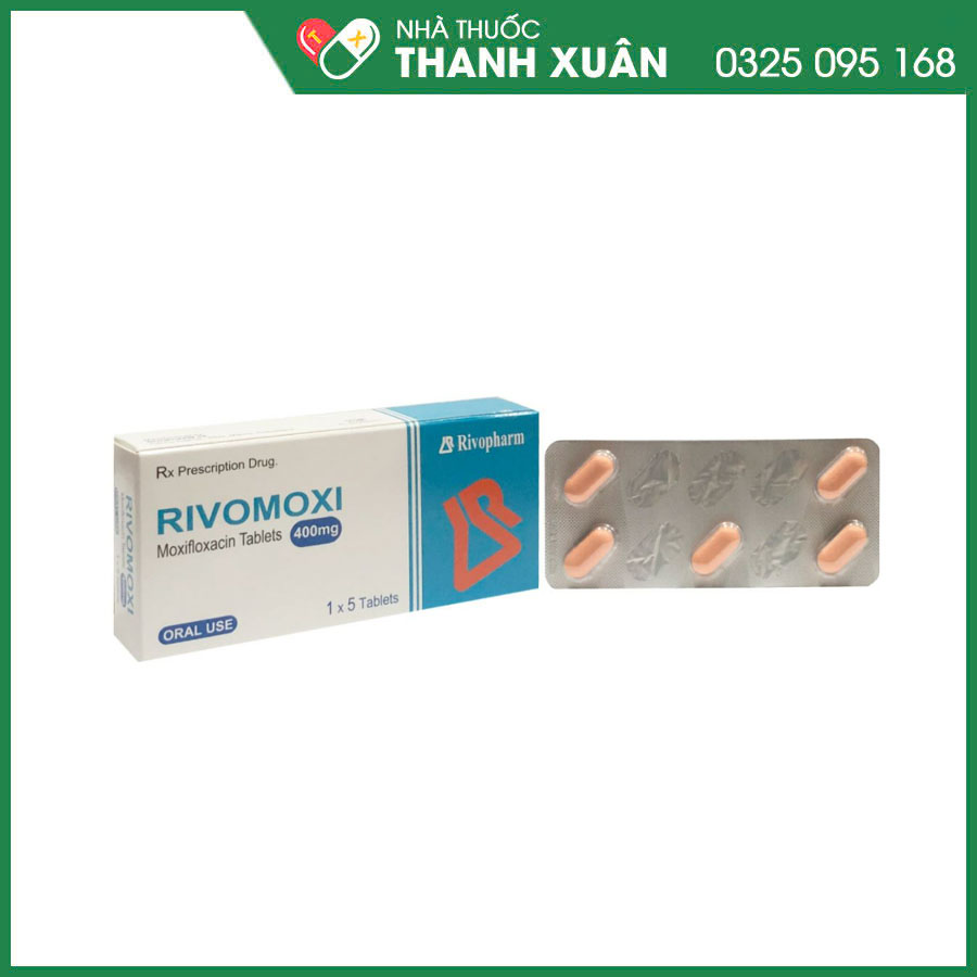 Rivomoxi 400 thuốc điều trị viêm đường hô hấp, viêm vùng chậu, nhiễm khuẩn da