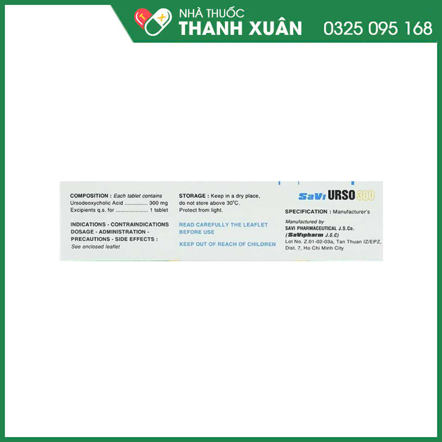 Savi Urso 300 thuốc điều trị xơ gan mật, bệnh đường mật, túi mật và cải thiện chức năng gan