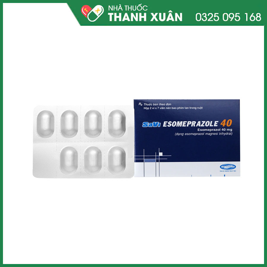 Savi Esomeprazole 40mg thuốc điều trị trào ngược dạ dày - thực quản, loét dạ dày tá tràng, hội chứng Zollinger-Ellison
