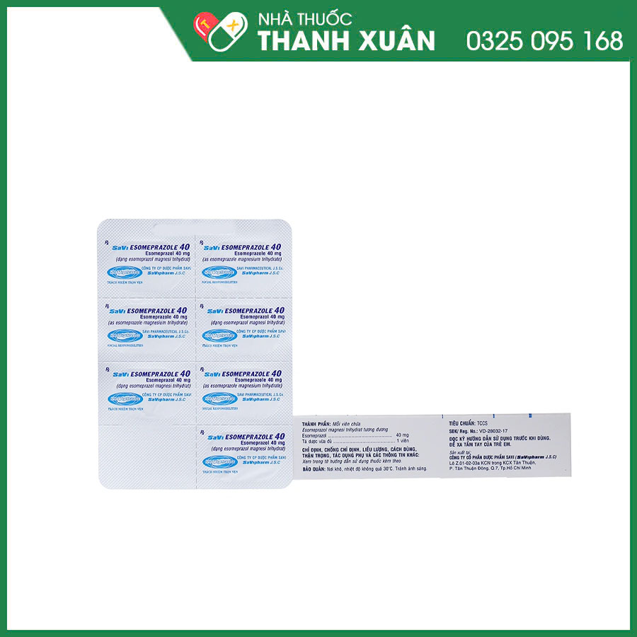 Savi Esomeprazole 40mg thuốc điều trị trào ngược dạ dày - thực quản, loét dạ dày tá tràng, hội chứng Zollinger-Ellison