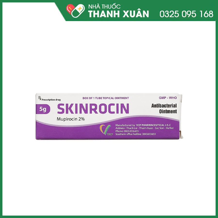 Skinrocin VCP 2% thuốc mỡ bôi da điều trị nhiễm khuẩn ngoài da