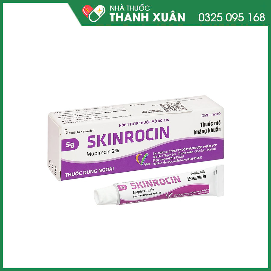 Skinrocin VCP 2% thuốc mỡ bôi da điều trị nhiễm khuẩn ngoài da