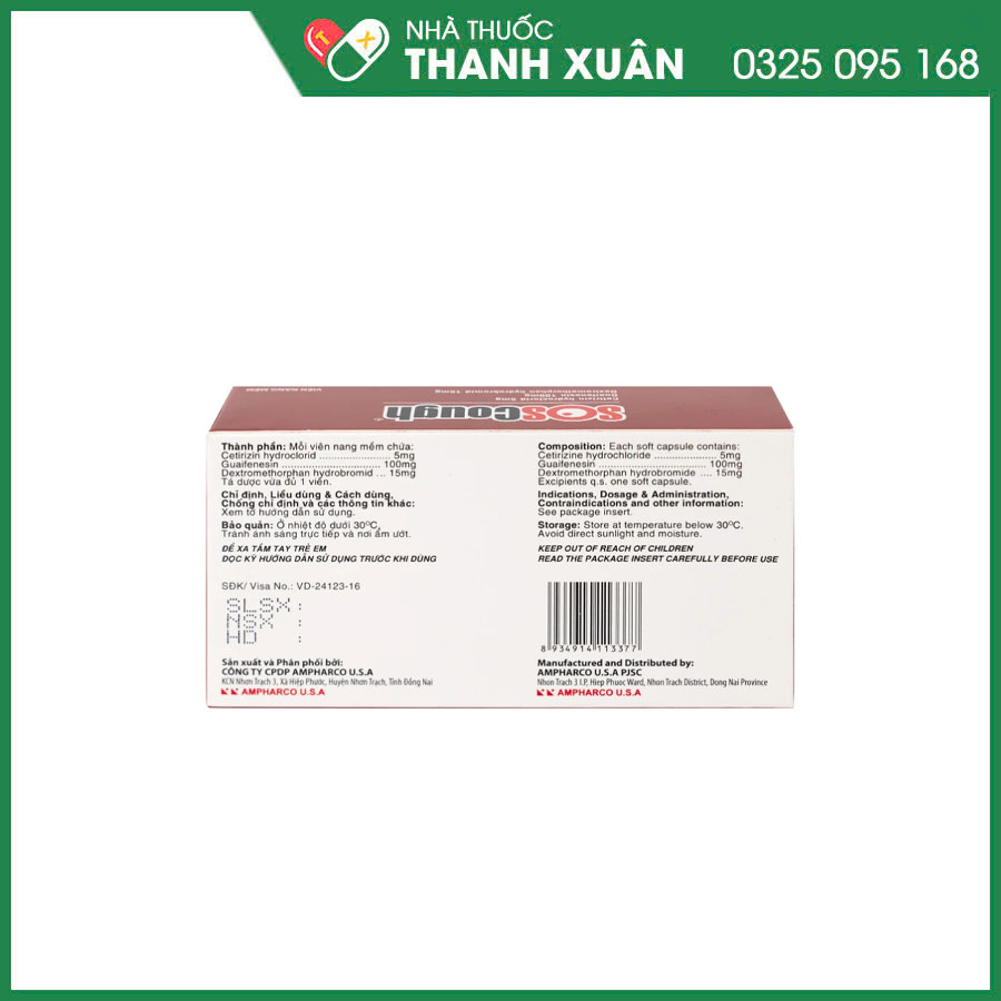 SOSCough thuốc điều trị các chứng ho khan, ho do kích ứng