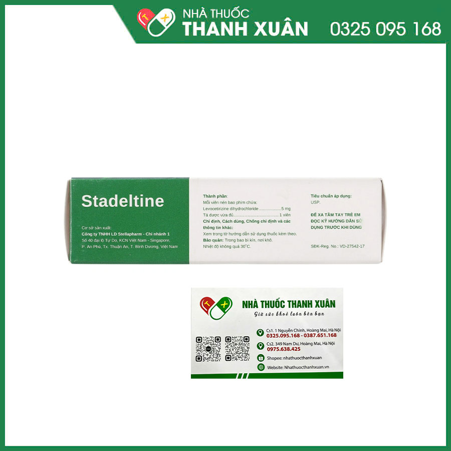 Stadeltine 5mg thuốc điều trị các triệu chứng viêm mũi dị ứng, mề đay mạn tính