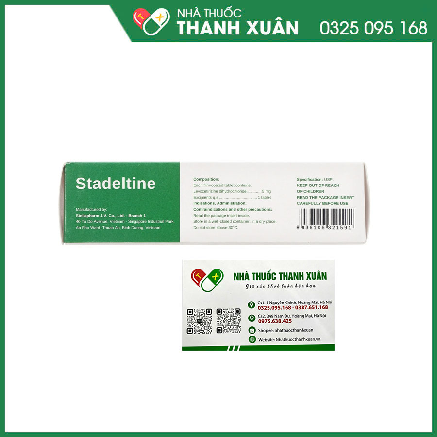 Stadeltine 5mg thuốc điều trị các triệu chứng viêm mũi dị ứng, mề đay mạn tính