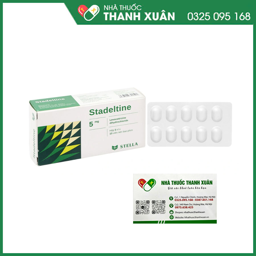 Stadeltine 5mg thuốc điều trị các triệu chứng viêm mũi dị ứng, mề đay mạn tính