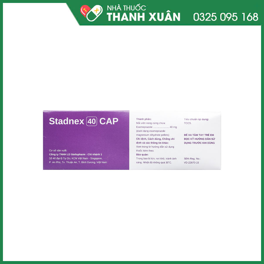 Stadnex 40 CAP điều trị viêm thực quản, loét dạ dày, tá tràng, hội chứng Zollinger-Ellison