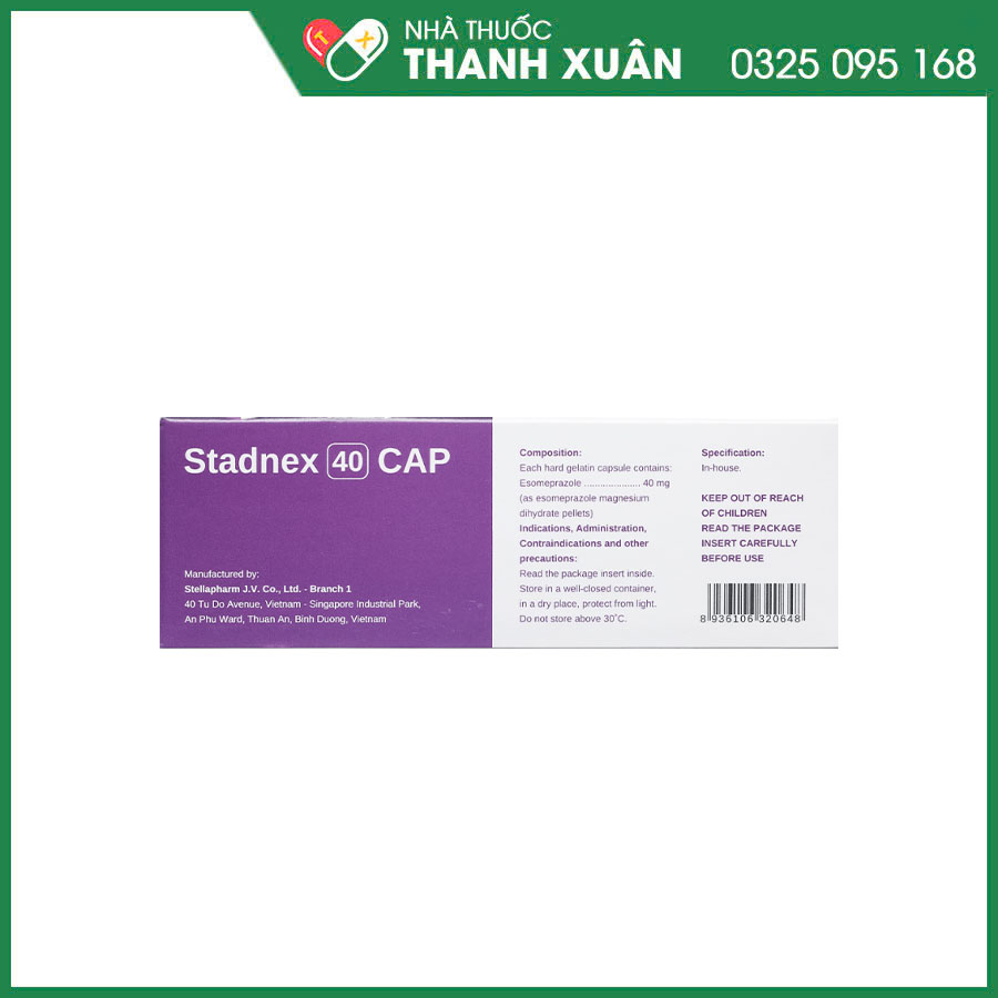 Stadnex 40 CAP điều trị viêm thực quản, loét dạ dày, tá tràng, hội chứng Zollinger-Ellison