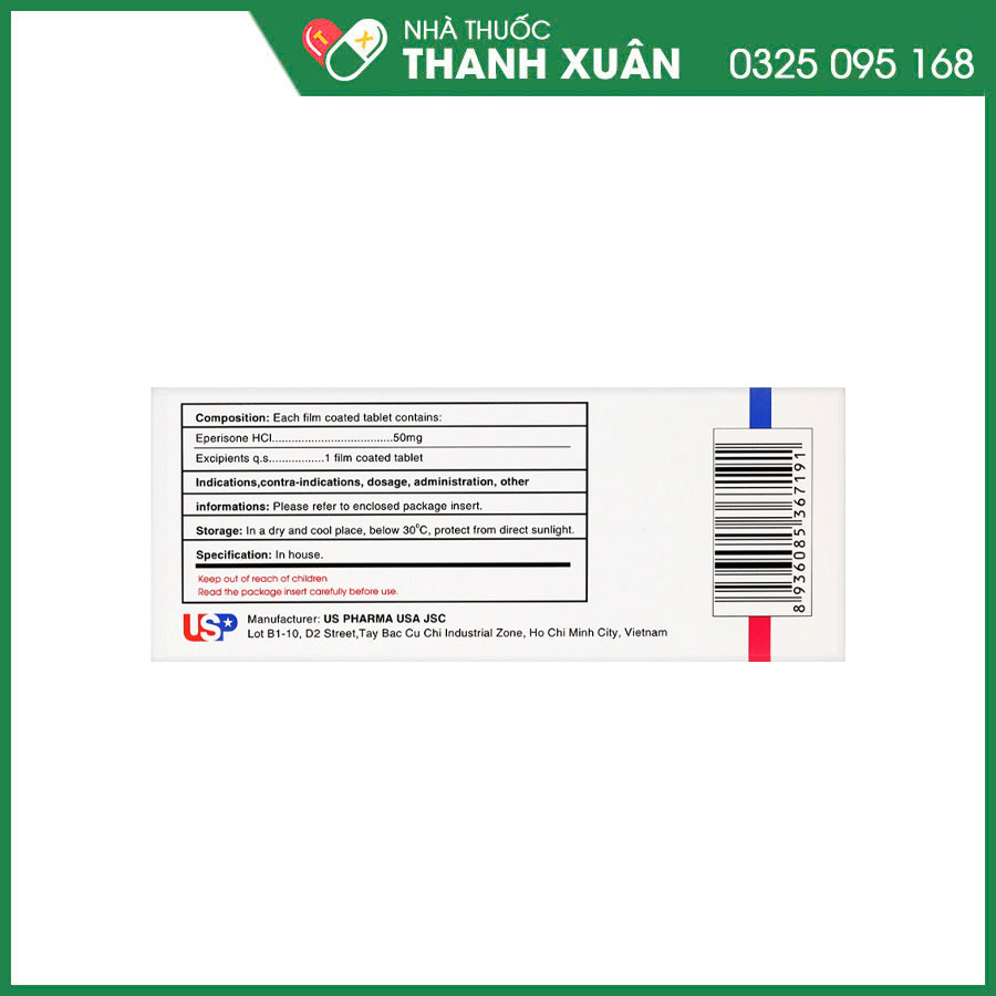 Tabrison White 50mg cải thiện chứng tăng trương lực cơ, liệt co cứng
