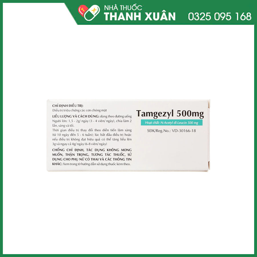 Tamgezyl 500mg thuốc điều trị triệu chứng các cơn chóng mặt