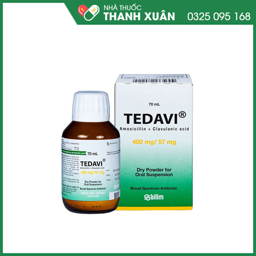 Tedavi 400 mg/57 mg điều trị nhiễm khuẩn đường hô hấp, tiết niệu, da, xương khớp và tai - mũi - họng