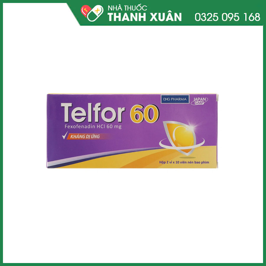 Telfor 60mg thuốc điều trị các triệu chứng viêm mũi dị ứng, mày đay mạn tính