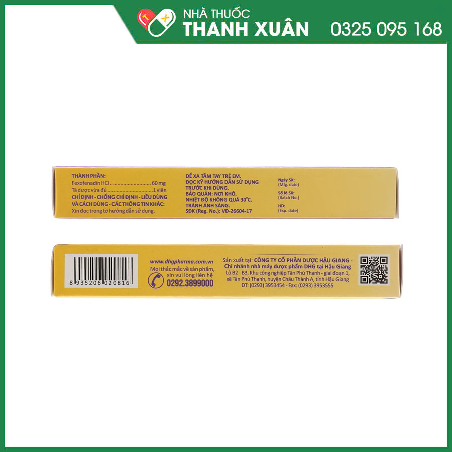 Telfor 60mg thuốc điều trị các triệu chứng viêm mũi dị ứng, mày đay mạn tính