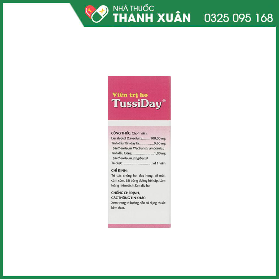 TussiDay thuốc điều trị các chứng ho, đau họng, sổ mũi, cảm cúm