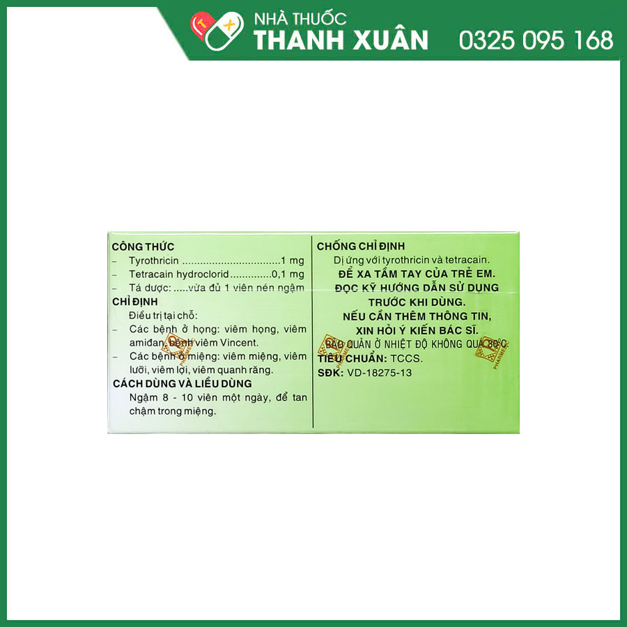 Tyrotab viên ngậm sát khuẩn, điều trị viêm họng