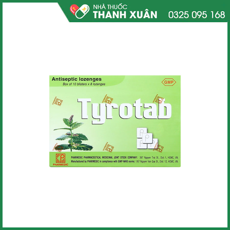 Tyrotab viên ngậm sát khuẩn, điều trị viêm họng