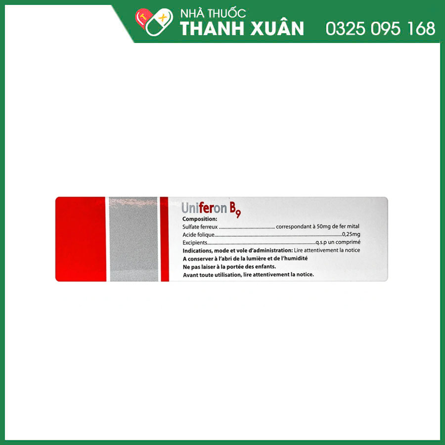 Uniferon B9 thuốc điều trị thiếu máu do thiếu sắt và acid folic