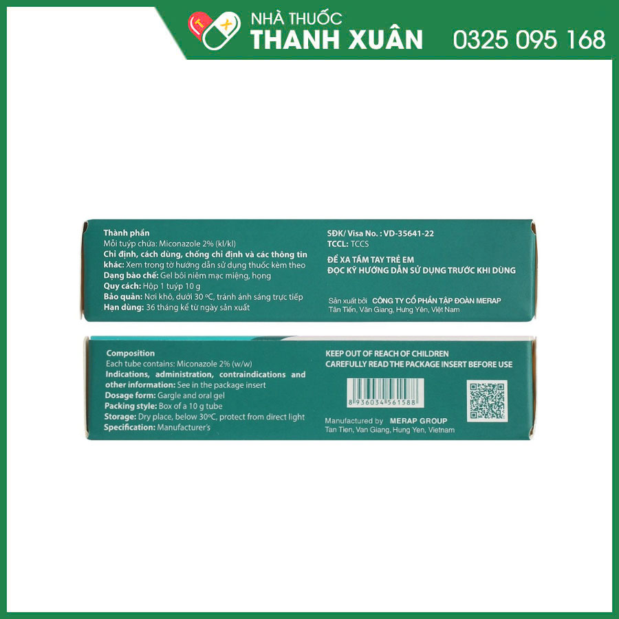 Vadikiddy 2% gel bôi điều trị nhiễm nấm Candida ở khoang miệng