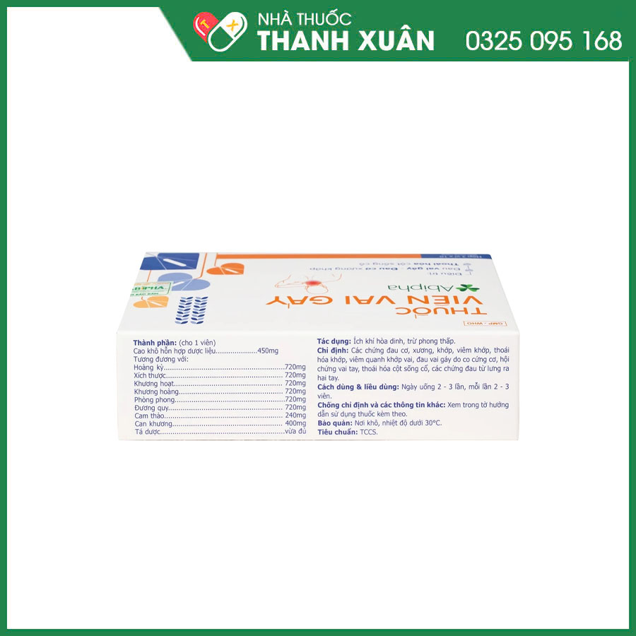 Thuốc viên vai gáy Abipha điều trị đau vai gáy, đau cơ, thoái hoá cột sống cổ