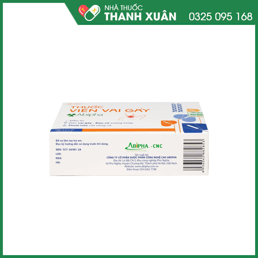 Thuốc viên vai gáy Abipha điều trị đau vai gáy, đau cơ, thoái hoá cột sống cổ