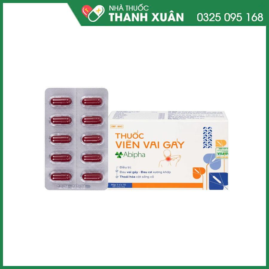 Thuốc viên vai gáy Abipha điều trị đau vai gáy, đau cơ, thoái hoá cột sống cổ