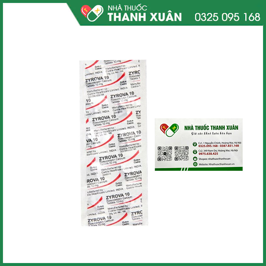Zyrova 10mg thuốc điều trị rối loạn mỡ máu, rối loạn lipid máu