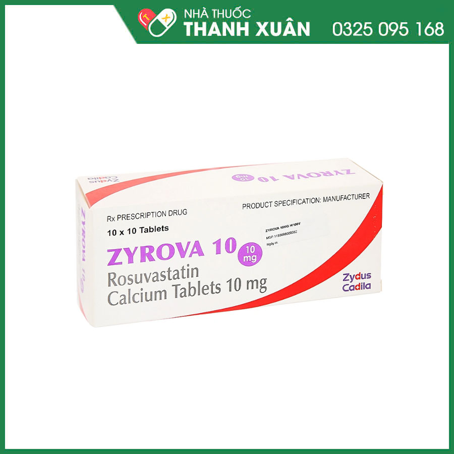 Zyrova 10mg thuốc điều trị rối loạn mỡ máu, rối loạn lipid máu